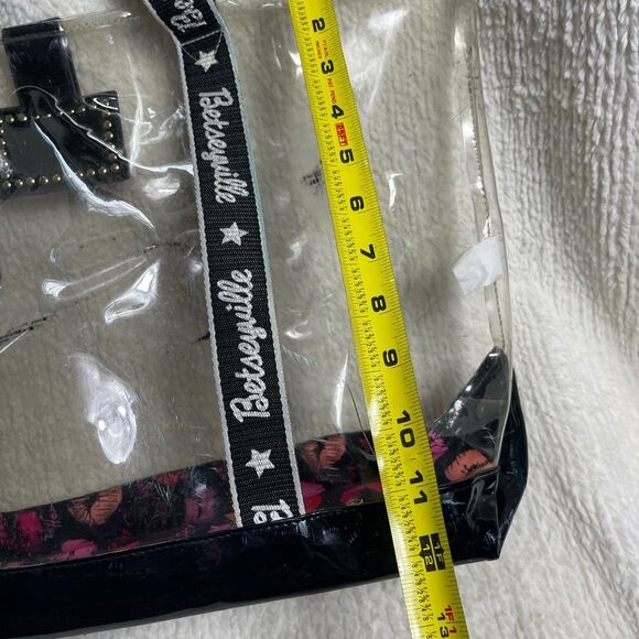 Betsey Johnson Transparent clear plastic XLTote with Black trim Accents - Picture 9 of 13